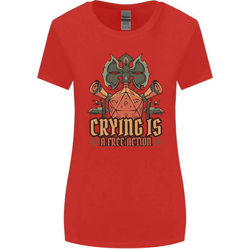 Playing Games RPG Role Crying Free Action Womens Wider Cut T-Shirt Red
