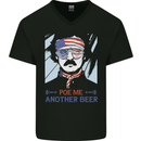 Poe Me Another Beer Funny Edgar Alcohol Mens V-Neck Cotton T-Shirt Black