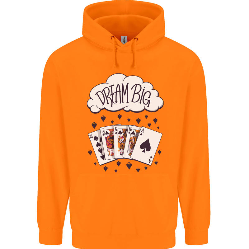 Poker Dream Big Mens 80% Cotton Hoodie Orange