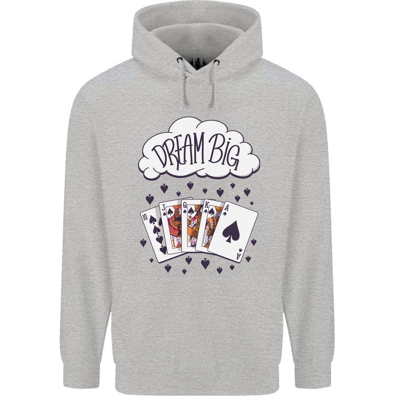 Poker Dream Big Mens 80% Cotton Hoodie Sports Grey