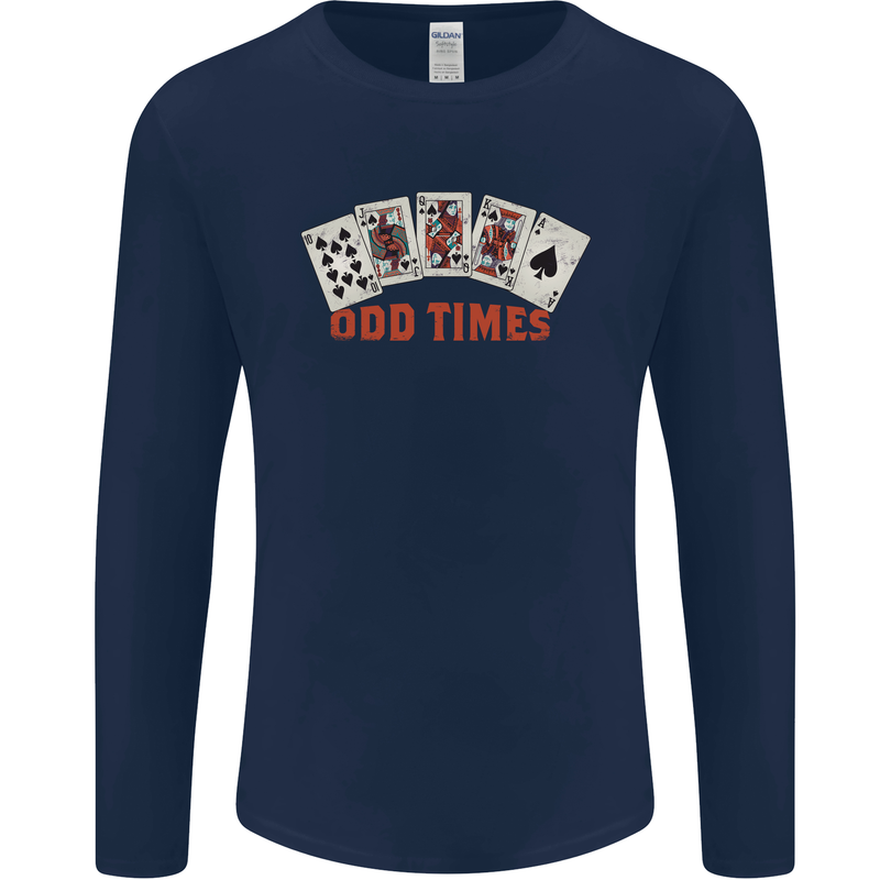 Poker Odd Times Funny Mens Long Sleeve T-Shirt Navy Blue