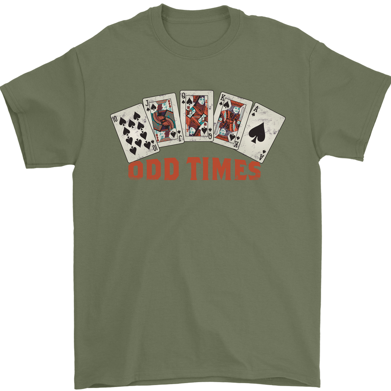 Poker Odd Times Funny Mens T-Shirt 100% Cotton Military Green