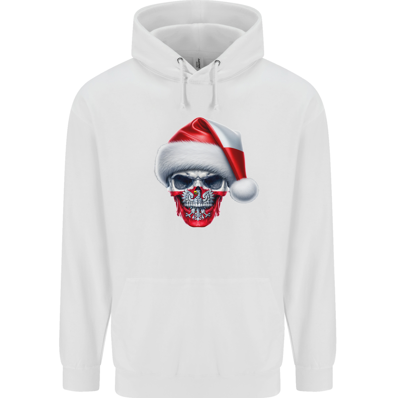 Poland Christmas Skull Xmas Polish Biker Flag Childrens Kids Hoodie White