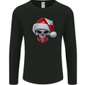 Poland Christmas Skull Xmas Polish Biker Flag Mens Long Sleeve T-Shirt Black