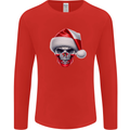 Poland Christmas Skull Xmas Polish Biker Flag Mens Long Sleeve T-Shirt Red