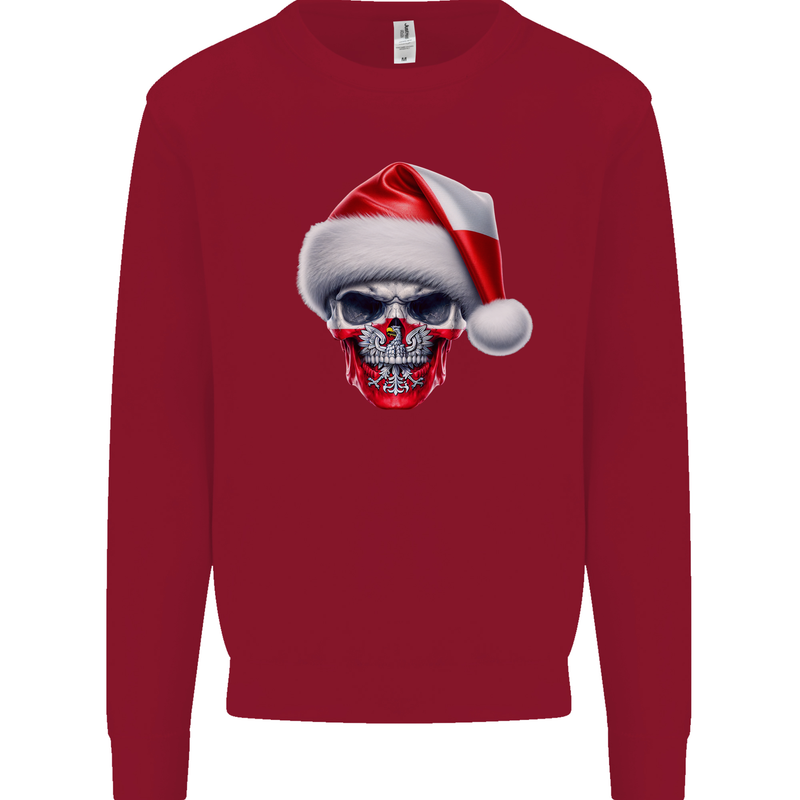 Poland Christmas Skull Xmas Polish Biker Flag Mens Sweatshirt Jumper Red