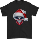 Poland Christmas Skull Xmas Polish Biker Flag Mens T-Shirt 100% Cotton Black