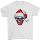Poland Christmas Skull Xmas Polish Biker Flag Mens T-Shirt 100% Cotton White