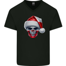 Poland Christmas Skull Xmas Polish Biker Flag Mens V-Neck Cotton T-Shirt Black