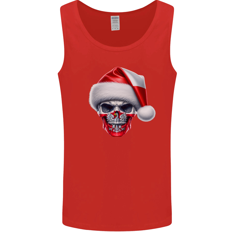 Poland Christmas Skull Xmas Polish Biker Flag Mens Vest Tank Top Red