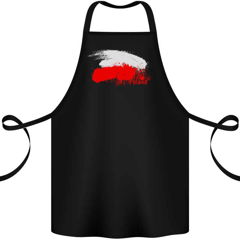 Poland Football Distressed Flag Cotton Apron 100% Organic Black