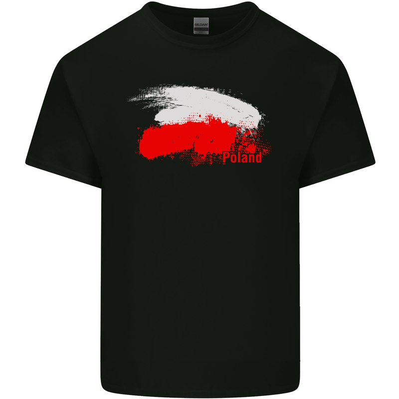 Poland Football Distressed Flag Kids T-Shirt Childrens Black