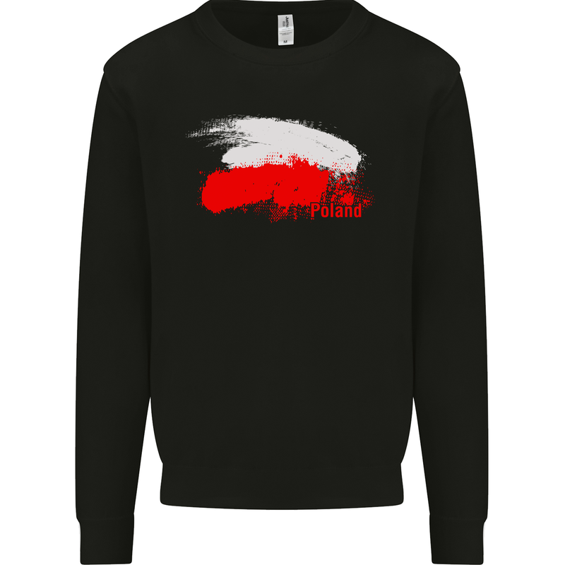 Poland Football Distressed Flag Mens Sweatshirt Jumper Black