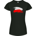Poland Football Distressed Flag Womens Petite Cut T-Shirt Black