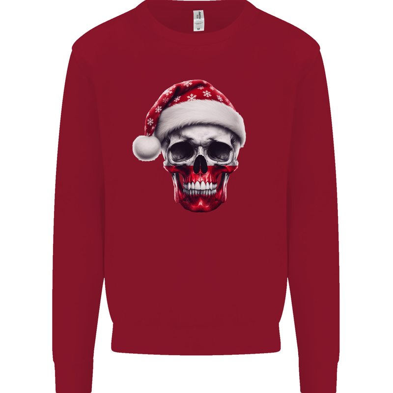 Polish Christmas Skull Xmas Poland Biker Flag Mens Sweatshirt Jumper Red