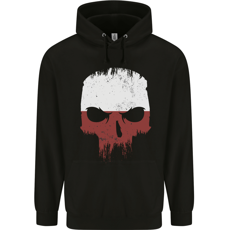 Polish Skull Poland Gym Flag Biker Childrens Kids Hoodie Black