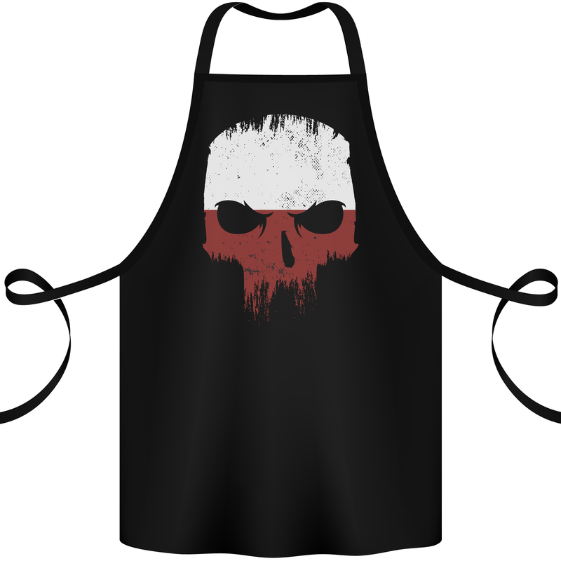 Polish Skull Poland Gym Flag Biker Cotton Apron 100% Organic Black