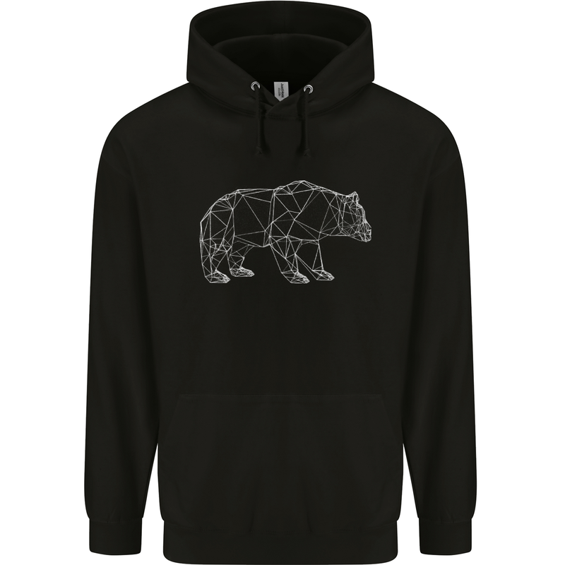 Polygon Grizzly Bear Childrens Kids Hoodie Black