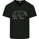 Polygon Grizzly Bear Mens V-Neck Cotton T-Shirt Black