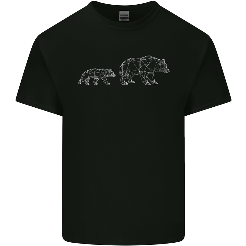 Polygon Grizzly Bear and Cub Kids T-Shirt Childrens Black