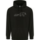 Polygon Grizzly Bear and Cub Mens 80% Cotton Hoodie Black