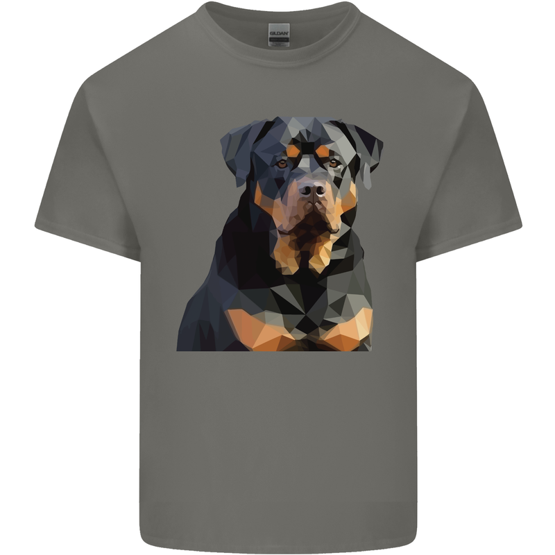 Polygon Rottweiler Dog Kids T-Shirt Childrens Charcoal