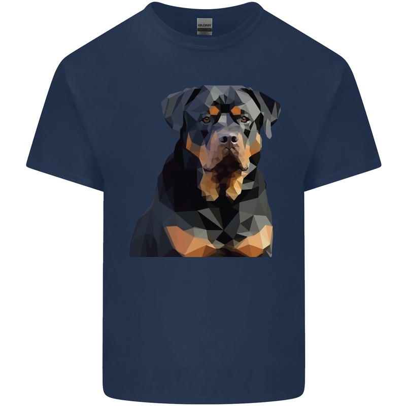 Polygon Rottweiler Dog Kids T-Shirt Childrens Navy Blue