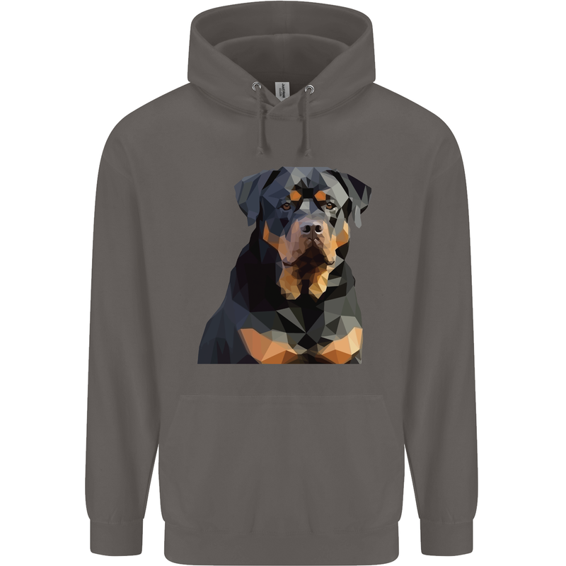Polygon Rottweiler Dog Mens 80% Cotton Hoodie Charcoal