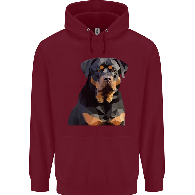 Polygon Rottweiler Dog Mens 80% Cotton Hoodie Maroon