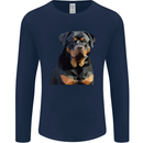 Polygon Rottweiler Dog Mens Long Sleeve T-Shirt Navy Blue