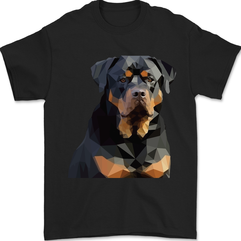 Polygon Rottweiler Dog Mens T-Shirt 100% Cotton Black