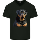 Polygon Rottweiler Dog Mens V-Neck Cotton T-Shirt Black