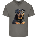 Polygon Rottweiler Dog Mens V-Neck Cotton T-Shirt Charcoal