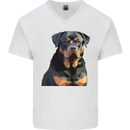 Polygon Rottweiler Dog Mens V-Neck Cotton T-Shirt White