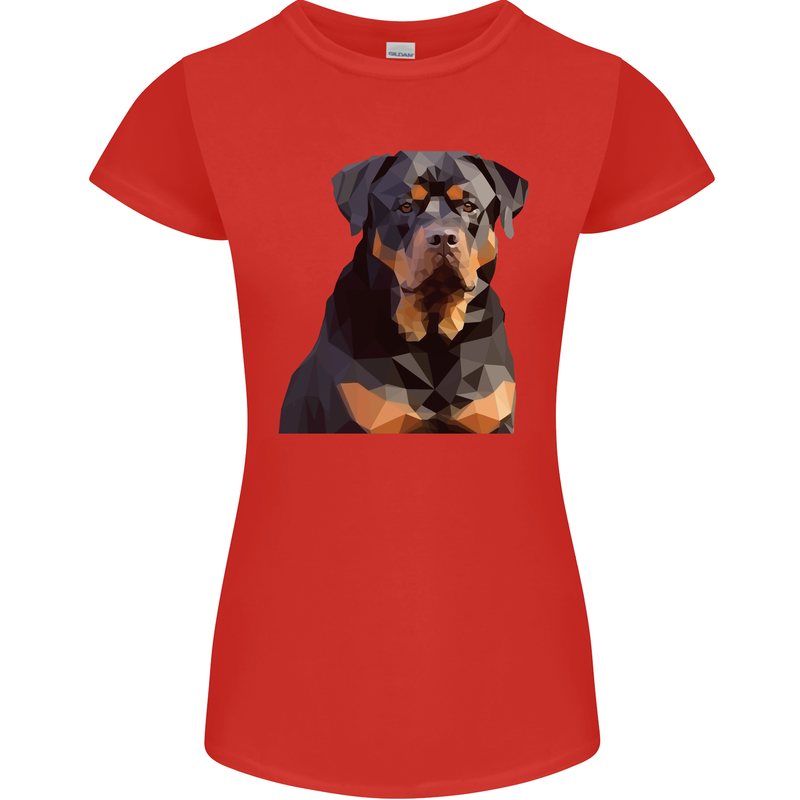 Polygon Rottweiler Dog Womens Petite Cut T-Shirt Red