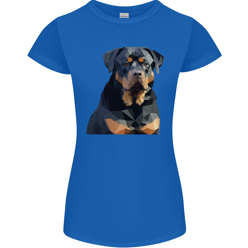 Polygon Rottweiler Dog Womens Petite Cut T-Shirt Royal Blue