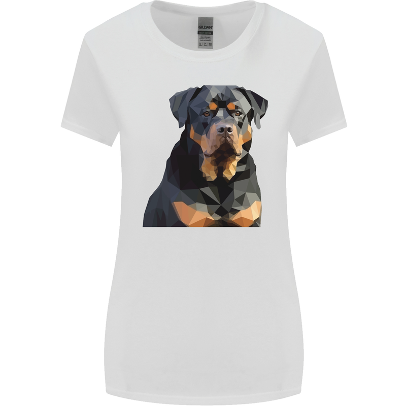 Polygon Rottweiler Dog Womens Wider Cut T-Shirt White