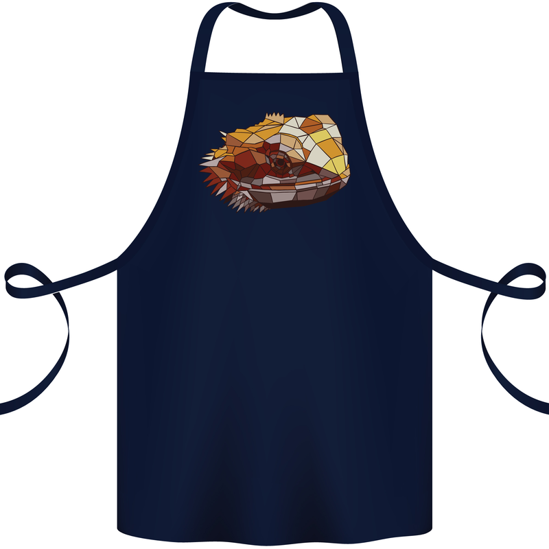 Polygonal Chameleon Cotton Apron 100% Organic Navy Blue