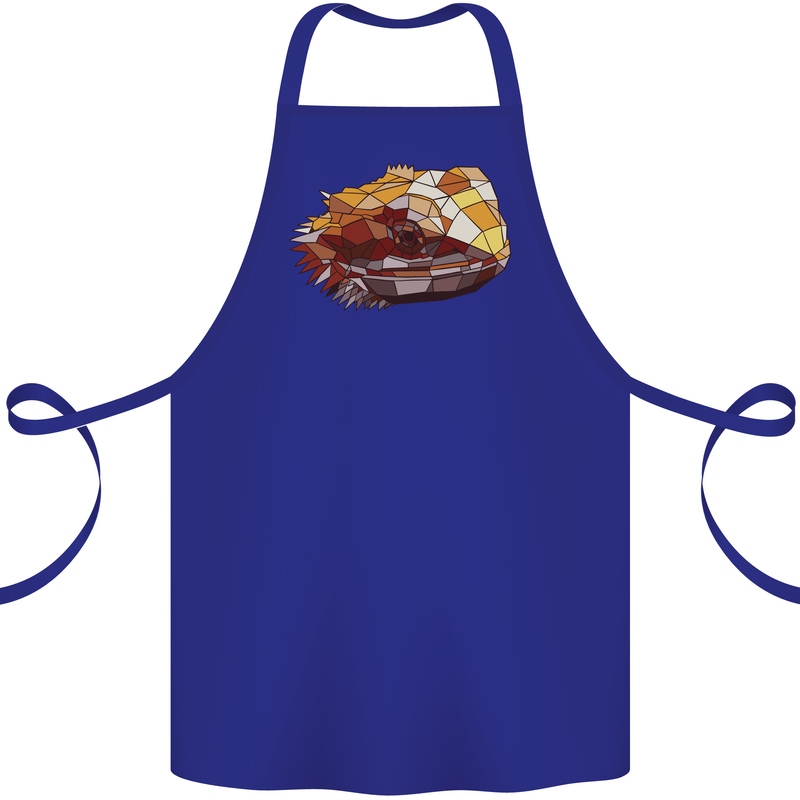 Polygonal Chameleon Cotton Apron 100% Organic Royal Blue