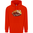 Polygonal Chameleon Mens 80% Cotton Hoodie Bright Red