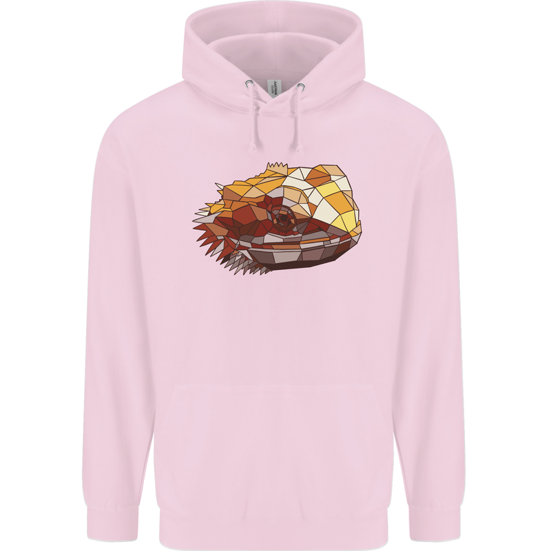 Polygonal Chameleon Mens 80% Cotton Hoodie Light Pink
