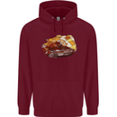 Polygonal Chameleon Mens 80% Cotton Hoodie Maroon