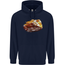 Polygonal Chameleon Mens 80% Cotton Hoodie Navy Blue
