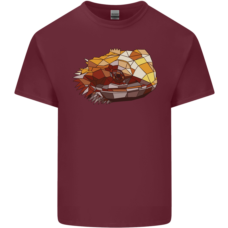 Polygonal Chameleon Mens Cotton T-Shirt Tee Top Maroon