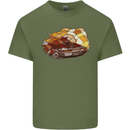 Polygonal Chameleon Mens Cotton T-Shirt Tee Top Military Green