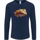 Polygonal Chameleon Mens Long Sleeve T-Shirt Navy Blue
