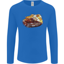Polygonal Chameleon Mens Long Sleeve T-Shirt Royal Blue