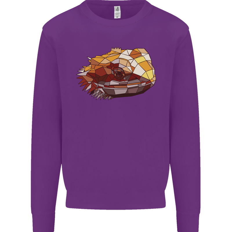 Polygonal Chameleon Mens Sweatshirt Jumper Purple