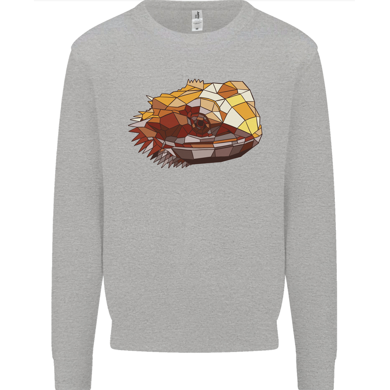 Polygonal Chameleon Mens Sweatshirt Jumper Sports Grey