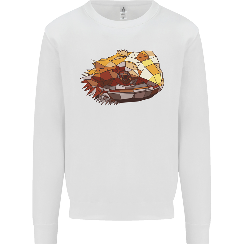 Polygonal Chameleon Mens Sweatshirt Jumper White